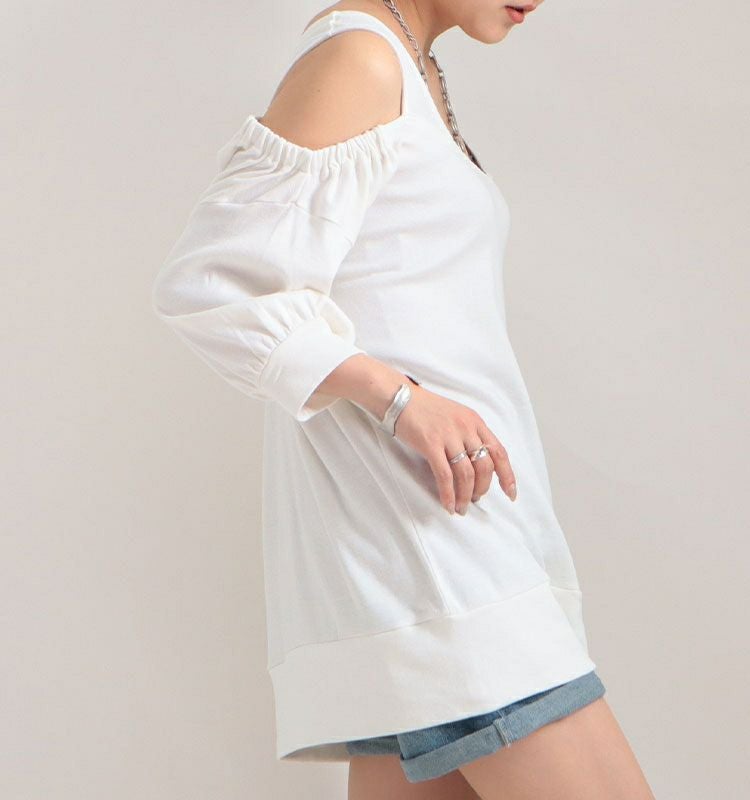 大きいサイズ レディース ビッグサイズ 肩紐付きオフショルプルオーバー　wk-gold-0100