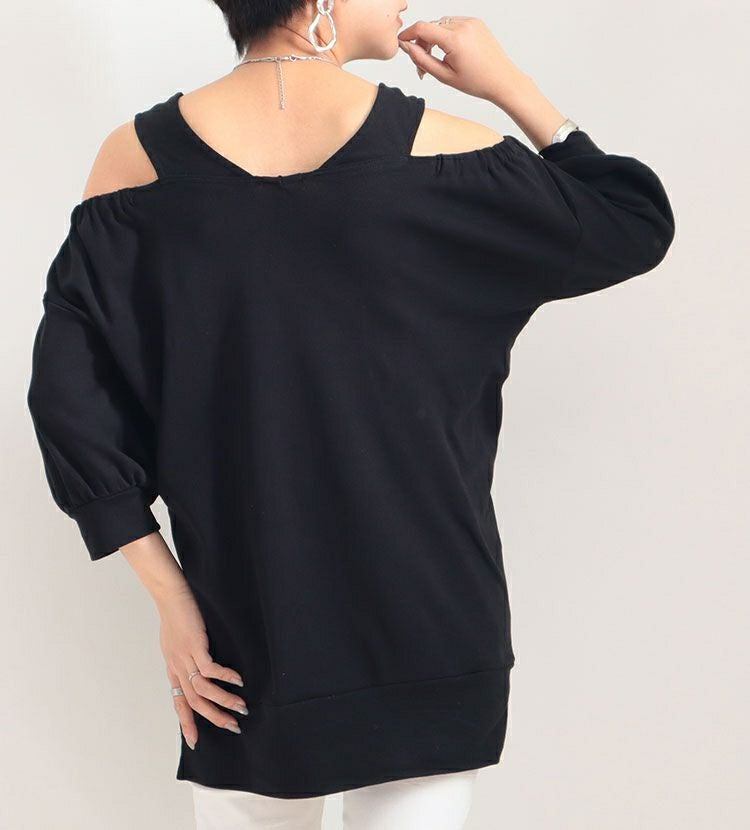 大きいサイズ レディース ビッグサイズ 肩紐付きオフショルプルオーバー　wk-gold-0100