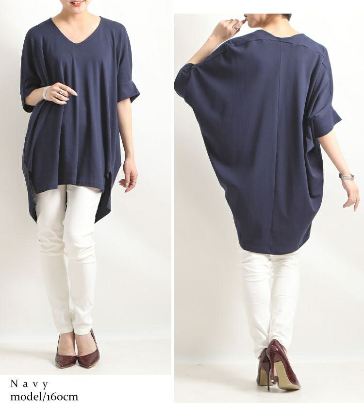 大きいサイズ レディース ビッグサイズ サイドスリットドルマンチュニックカットソー　wk-gold-095