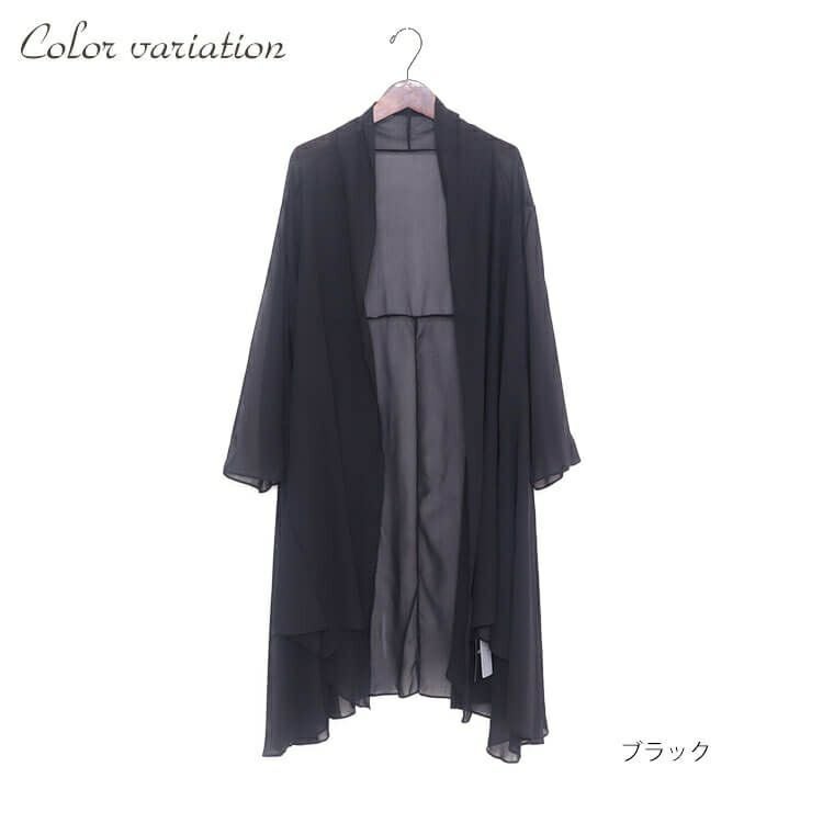 大きいサイズ レディース ビッグサイズ シースルーブラックシフォンカーディガン　goldy-625