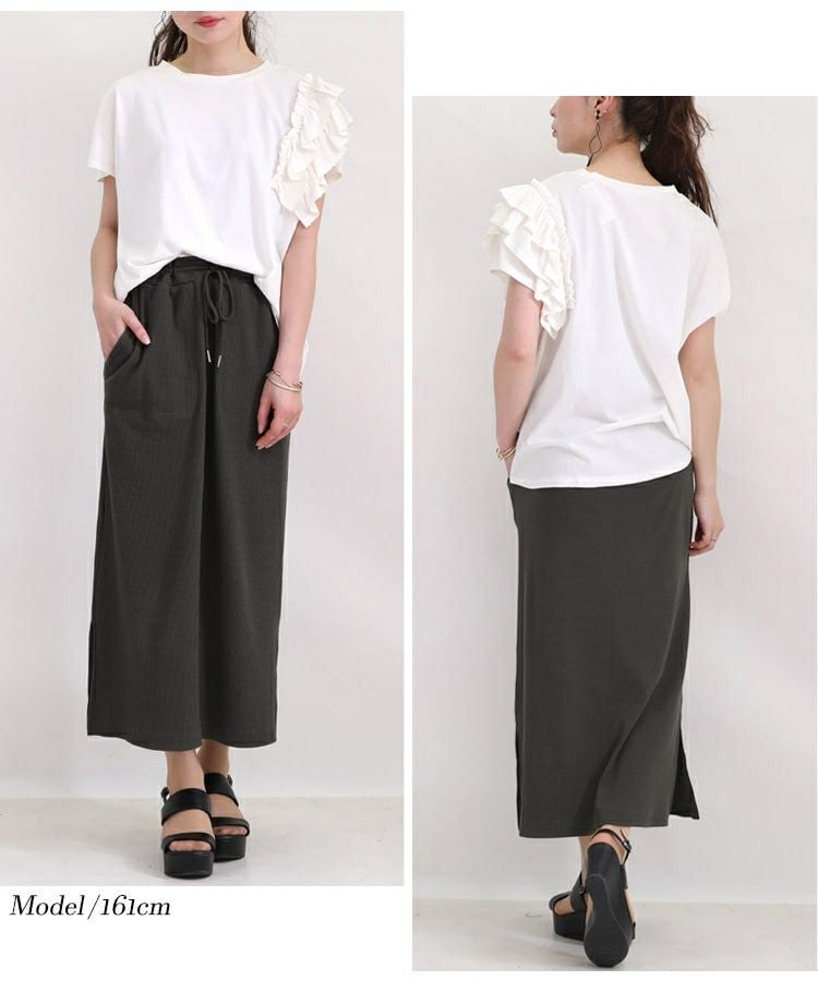 大きいサイズ レディース ビッグサイズ 片袖フリルTシャツ　wk-0243 【メール便可】