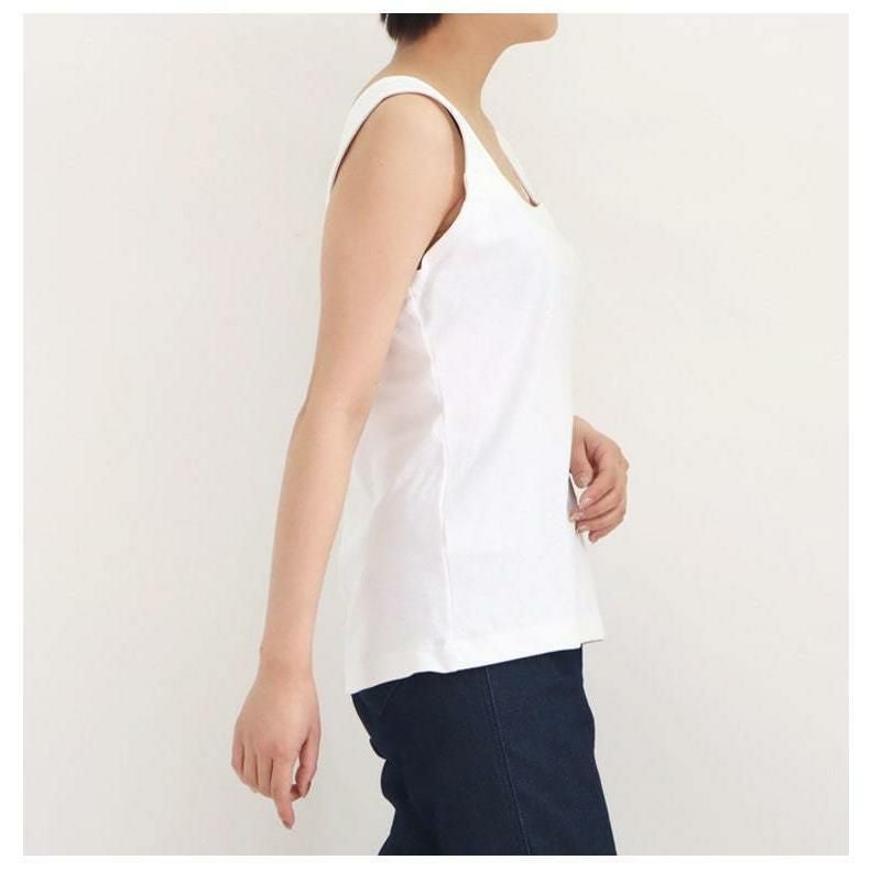 大きいサイズ レディース ビッグサイズ インナー隠しスクエアネックタンクトップ　wk-0228 【メール便可】 オフホワイト