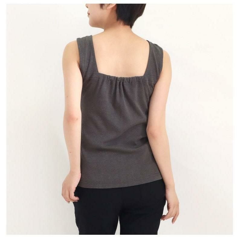 大きいサイズ レディース ビッグサイズ インナー隠しスクエアネックタンクトップ　wk-0228 【メール便可】 チャコールグレー