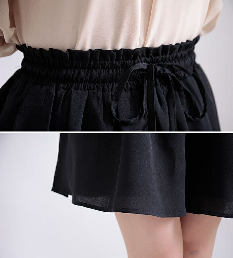 大きいサイズ レディース ビッグサイズ ウエスト紐付きフレアショートパンツ　sw-0358