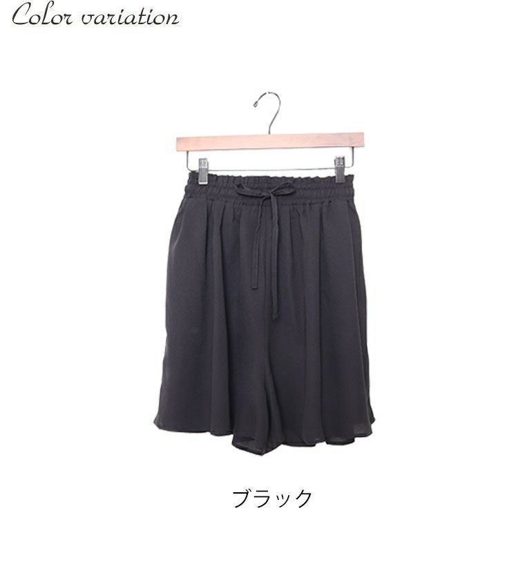 大きいサイズ レディース ビッグサイズ ウエスト紐付きフレアショートパンツ　sw-0358