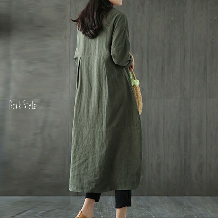 大きいサイズ レディース 綿麻混コクーンシルエットワンピース　goldy-652