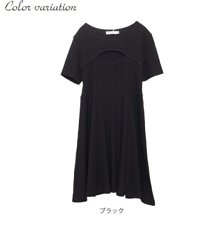大きいサイズ レディース 胸元カッティング入りフレアワンピース　jp330