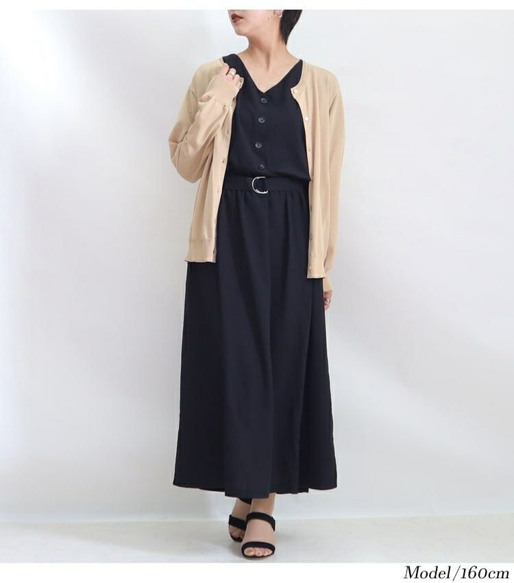 大きいサイズ レディース ウエストマークVネックワンピース　sw-0372