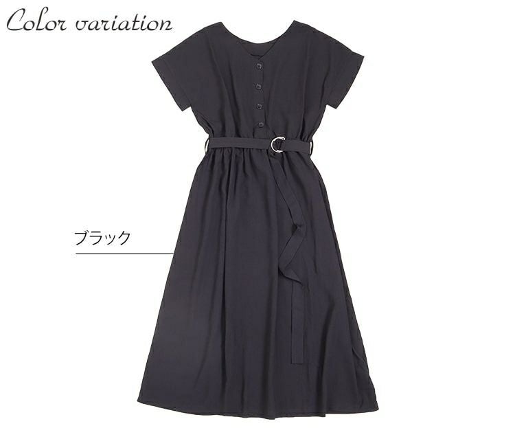 大きいサイズ レディース ウエストマークVネックワンピース　sw-0372
