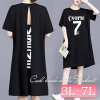 大きいサイズ レディース 背面デザインＴシャツワンピース　goldy-667