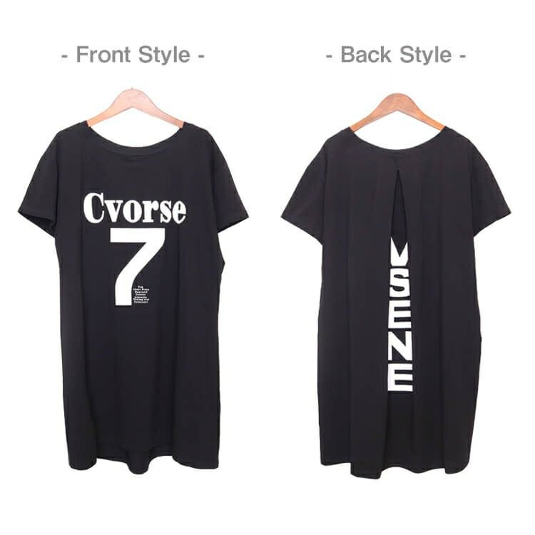 大きいサイズ レディース 背面デザインＴシャツワンピース　goldy-667