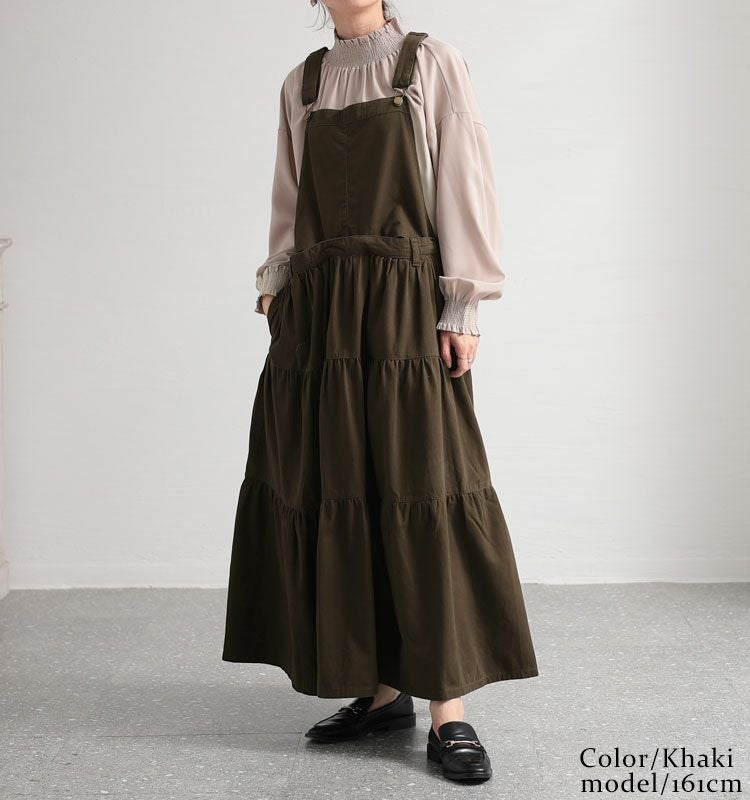 大きいサイズ レディース ティアードサロペットスカート　wc-0244