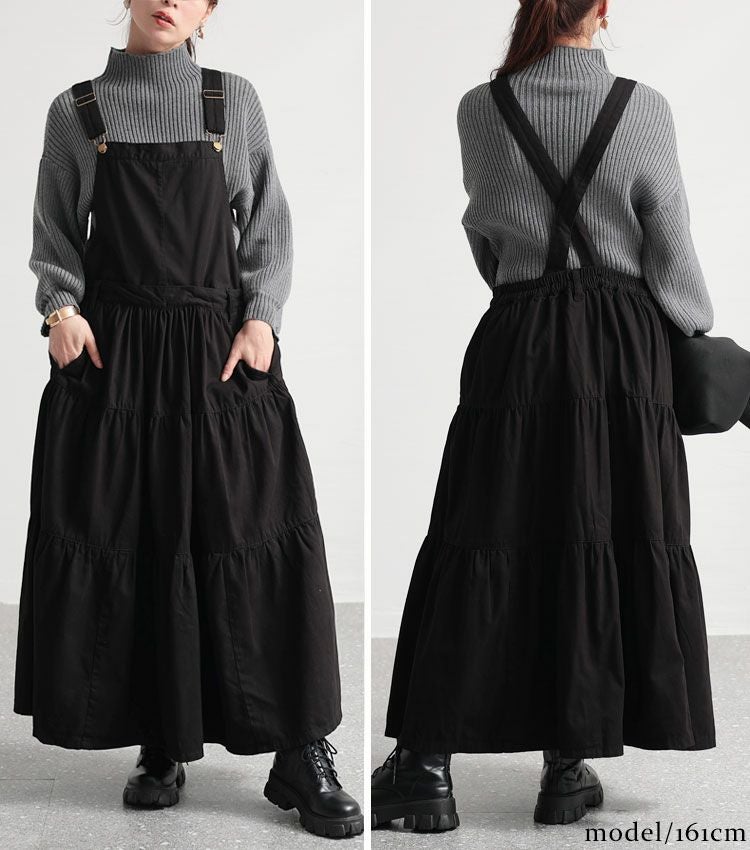 大きいサイズ レディース ティアードサロペットスカート　wc-0244