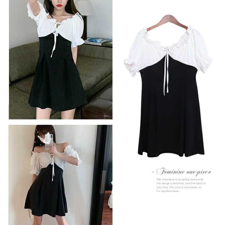 大きいサイズ レディース オフショルダー膝丈ワンピース　goldy-674