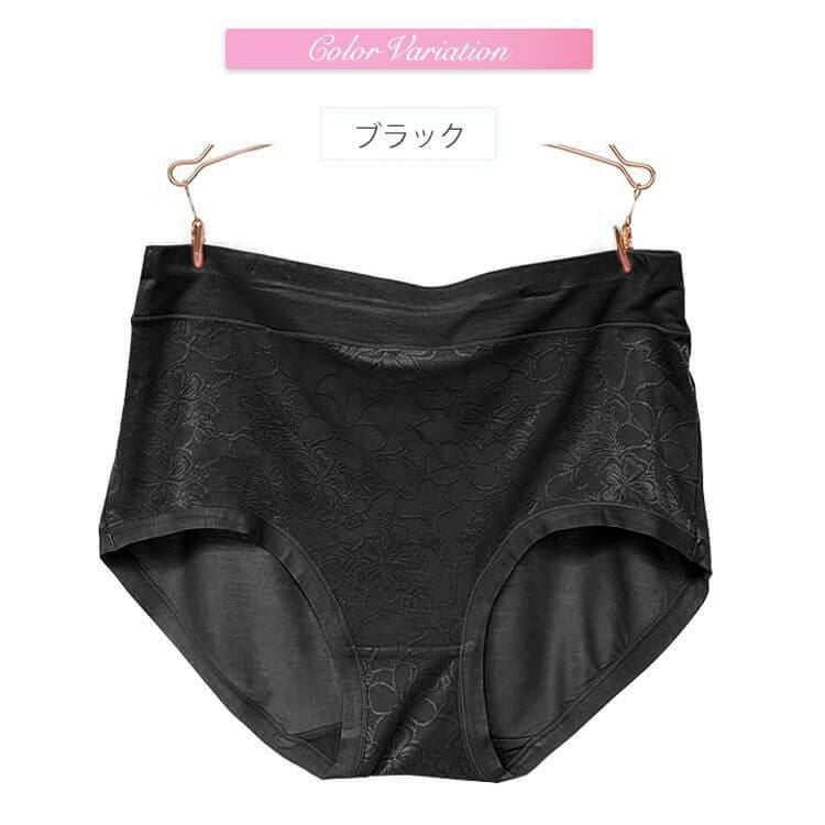 大きいサイズ レディース ウルトラストレッチ花柄ショーツ　goldy-647 【メール便可】 ブラック