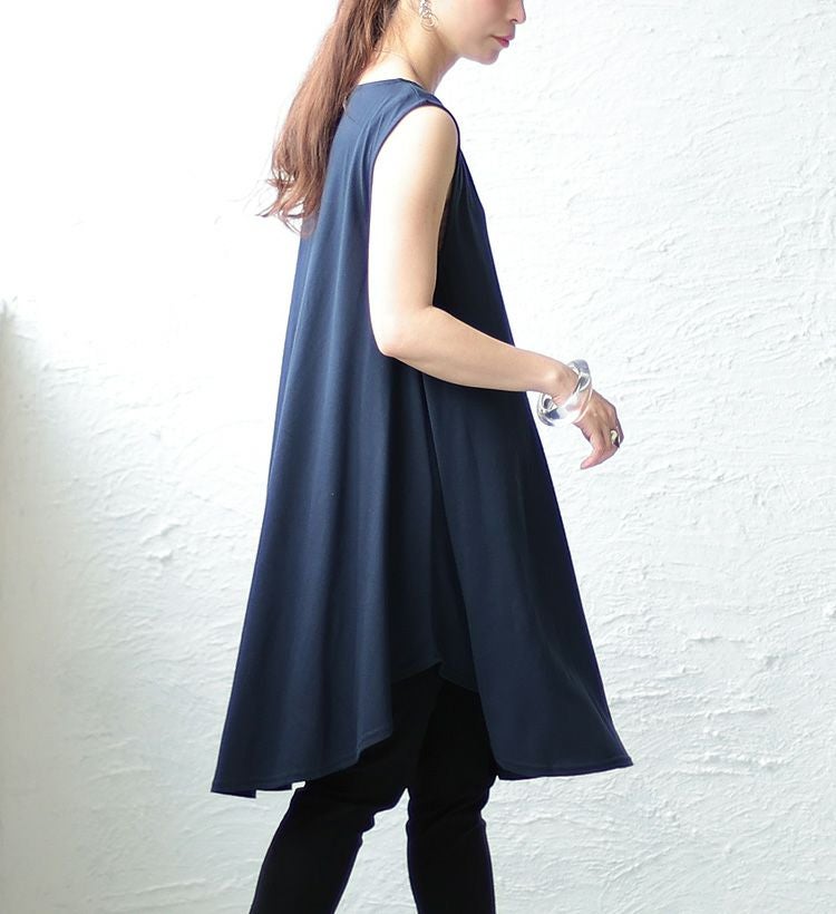 大きいサイズ レディース ノースリーブチュニックワンピース　cast-5514055 【メール便可】