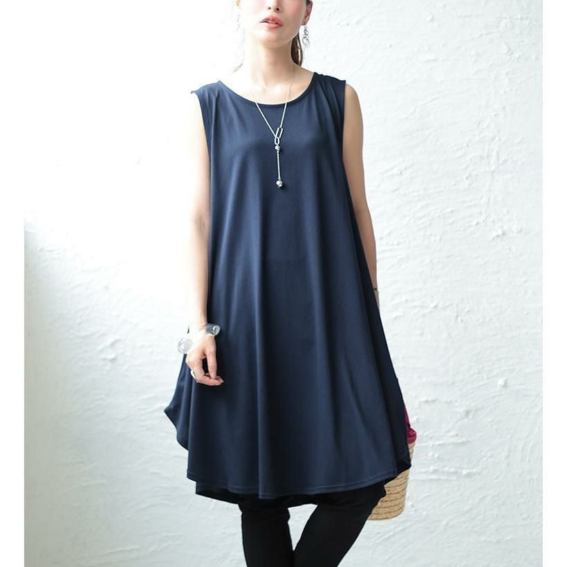 大きいサイズ レディース ノースリーブチュニックワンピース cast