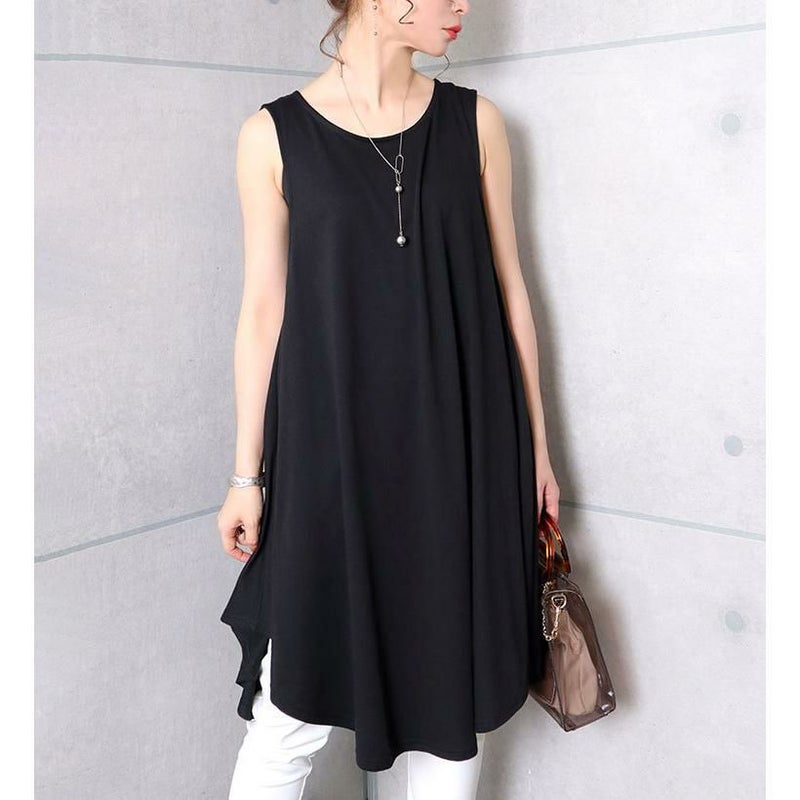大きいサイズ レディース ノースリーブチュニックワンピース　cast-5514055 【メール便可】 ブラック
