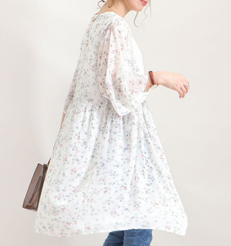 大きいサイズ レディース 総柄カーディガン＆インナー2点セット　gold833