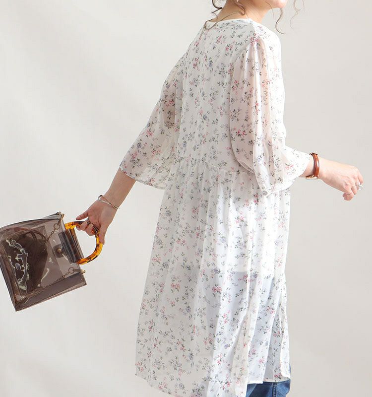 大きいサイズ レディース 総柄カーディガン＆インナー2点セット　gold833