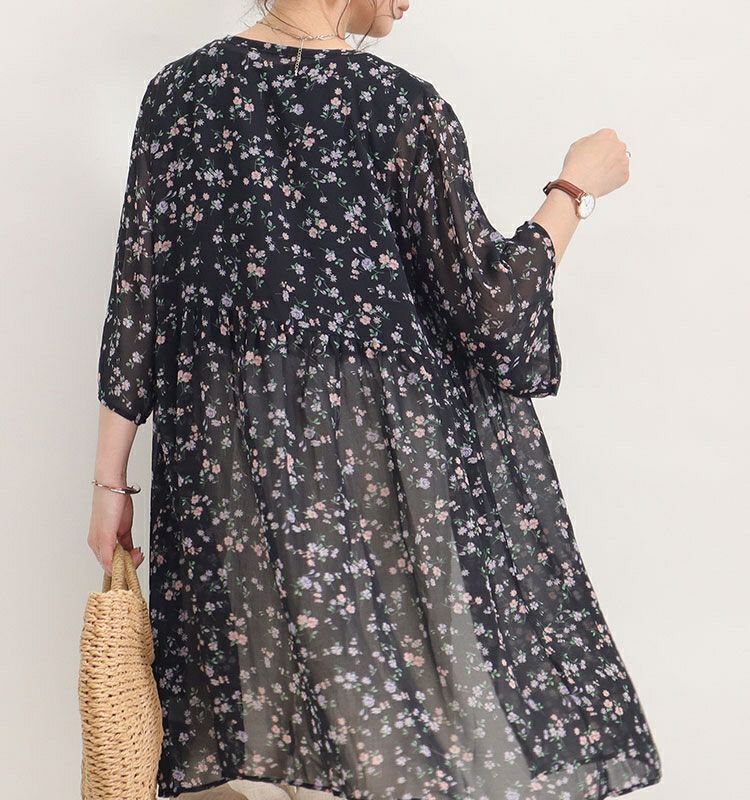 大きいサイズ レディース 総柄カーディガン＆インナー2点セット　gold833