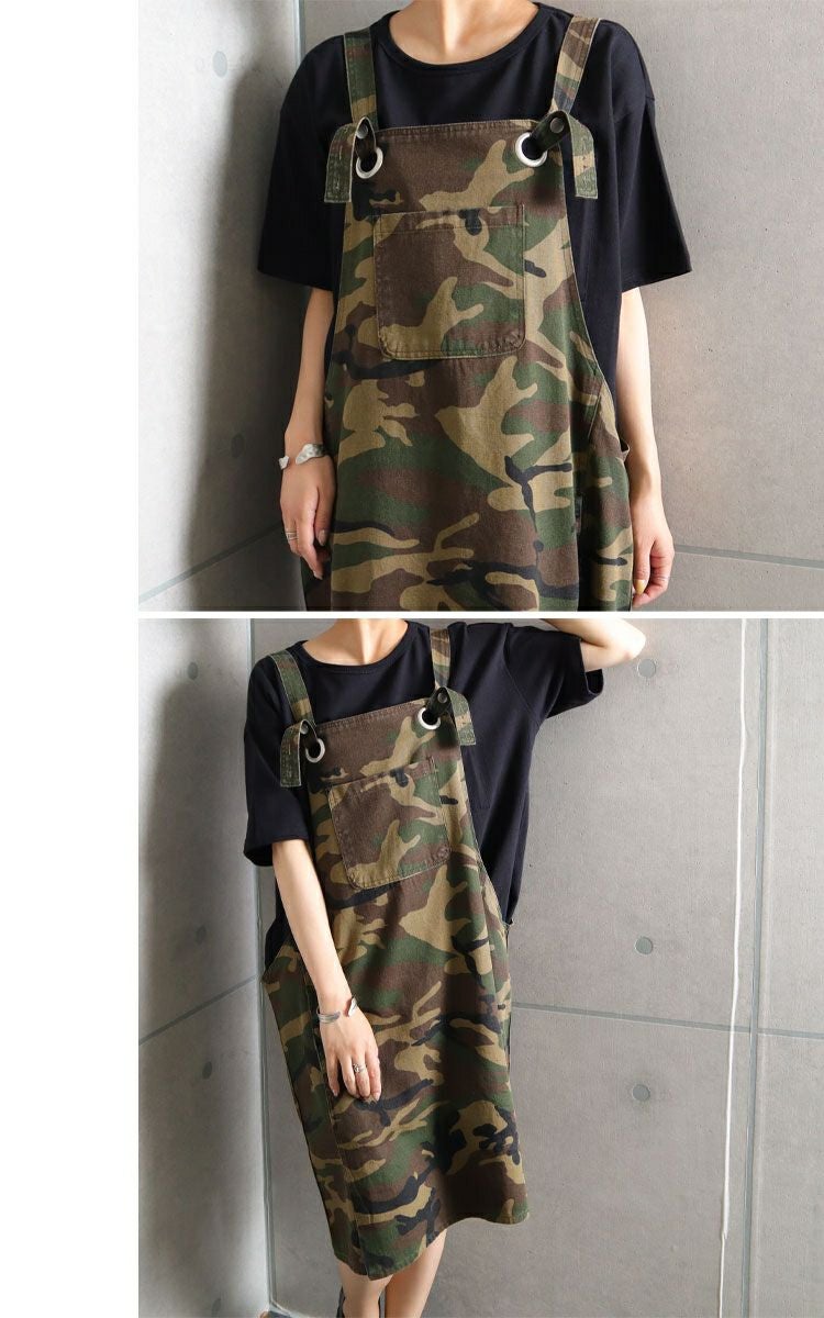 大きいサイズ レディース カモフラ柄サロペットスカート　nw-21019