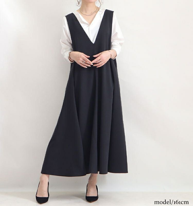 大きいサイズ レディース Ａラインフレアロングワンピース　nw-21015