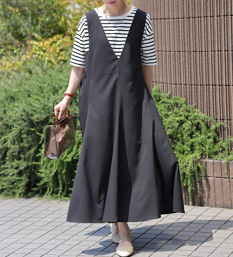 大きいサイズ レディース Ａラインフレアロングワンピース　nw-21015