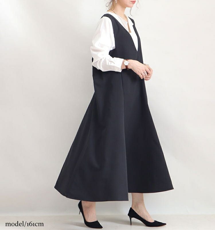 大きいサイズ レディース Ａラインフレアロングワンピース　nw-21015