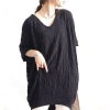 大きいサイズ レディース Vネックドルマンサマーニットチュニック　gold847 ブラック