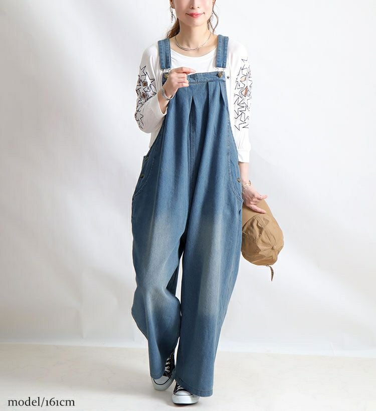 大きいサイズ レディース デニムサロペットパンツ　jp325