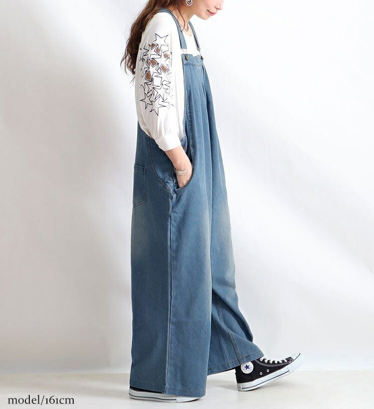 大きいサイズ レディース デニムサロペットパンツ　jp325