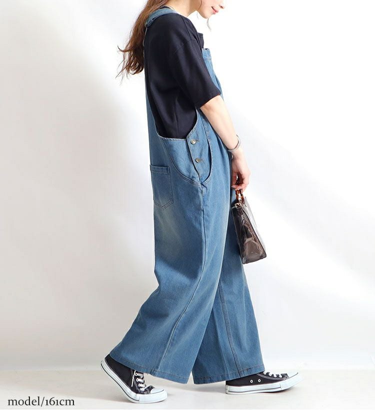 大きいサイズ レディース デニムサロペットパンツ　jp325