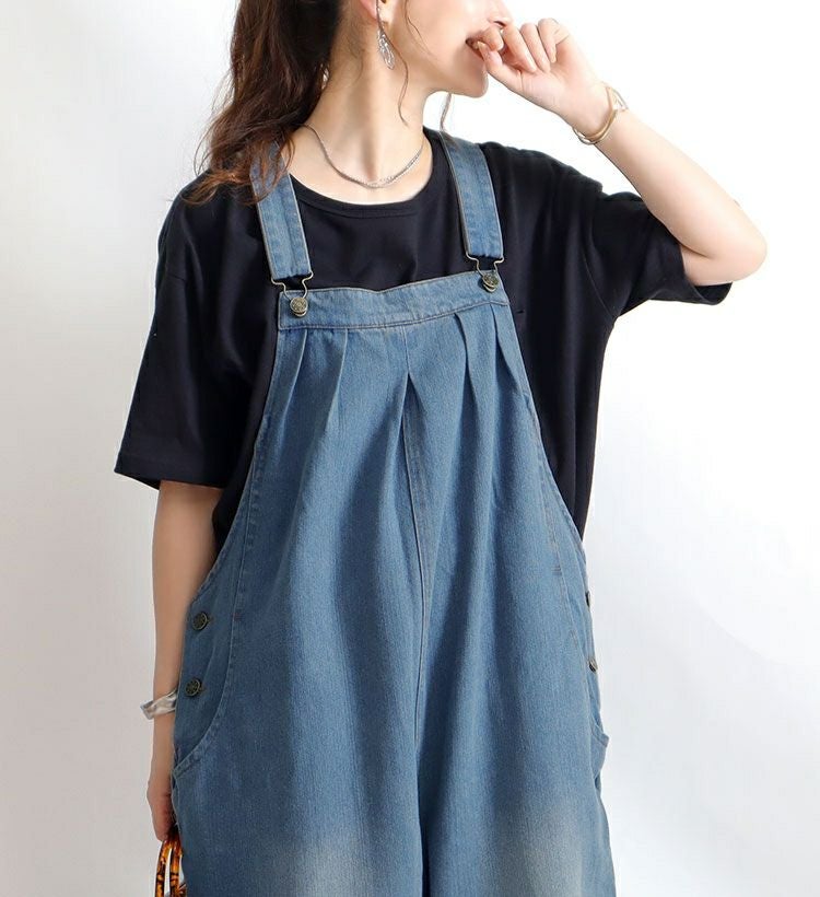 大きいサイズ レディース デニムサロペットパンツ　jp325