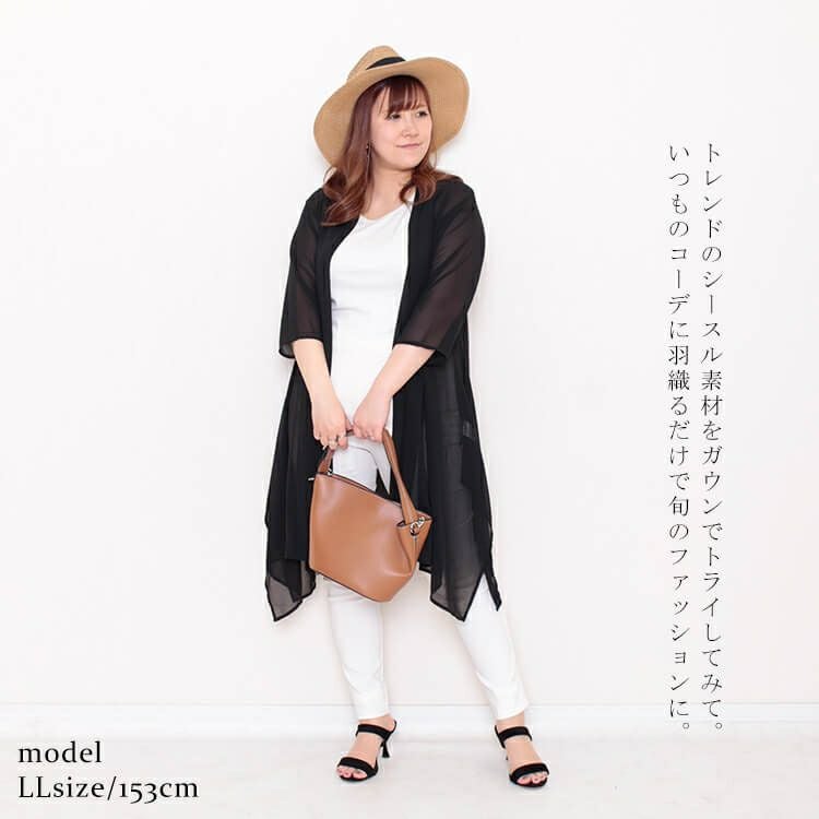 大きいサイズ レディース シースルーサマーカーディガン　goldy-711 【メール便可】
