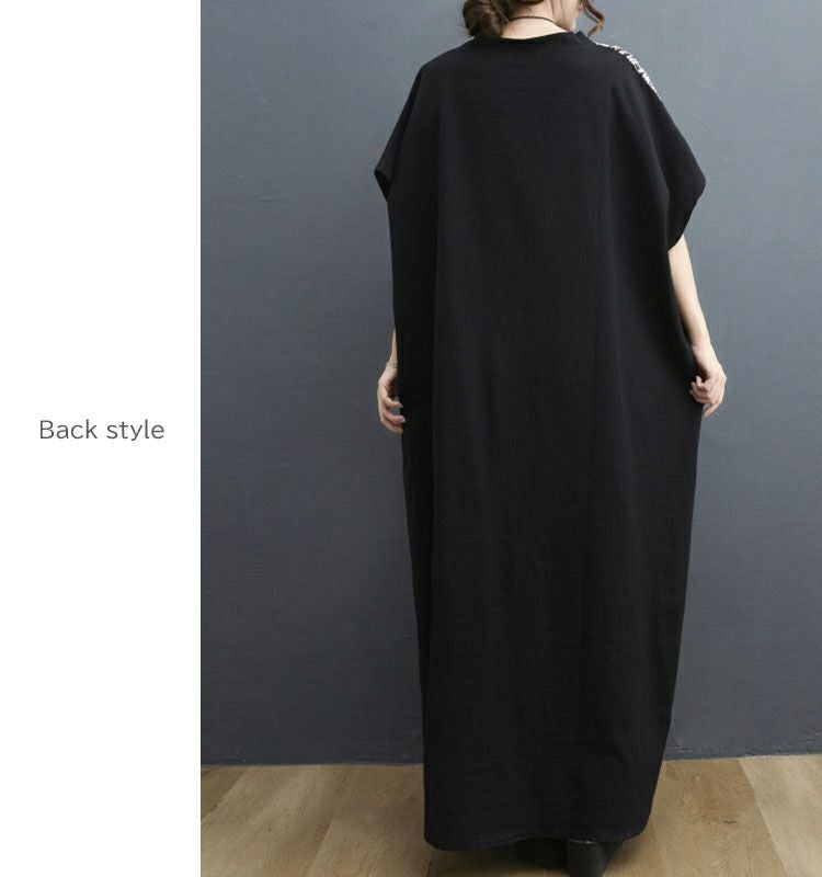 大きいサイズ レディース エスニック柄切替えVネックワンピース　goldy-729 【メール便可】