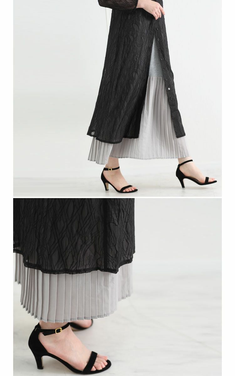 大きいサイズ レディース ペチコートプリーツキャミソールワンピース　gold860