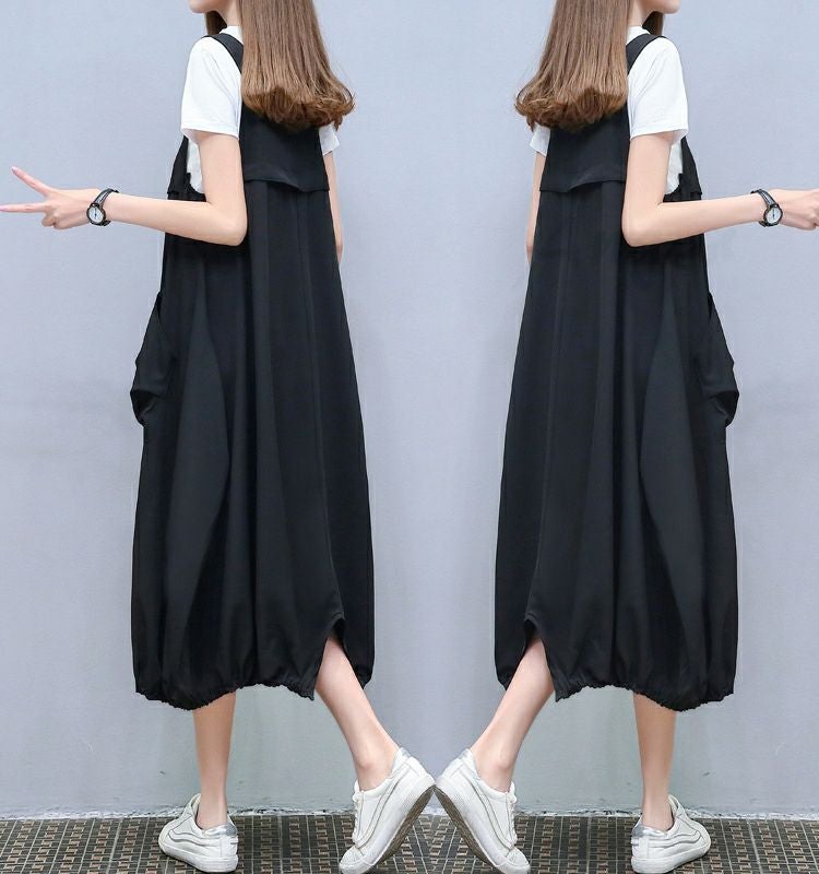 大きいサイズ レディース Tシャツセットサロペットワンピース　goldy-721