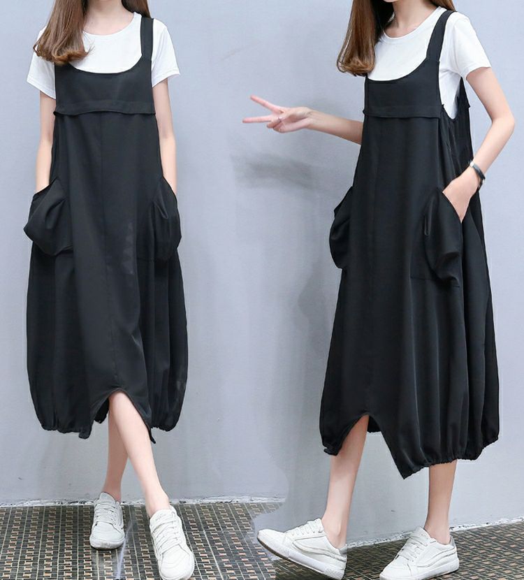 大きいサイズ レディース Tシャツセットサロペットワンピース　goldy-721