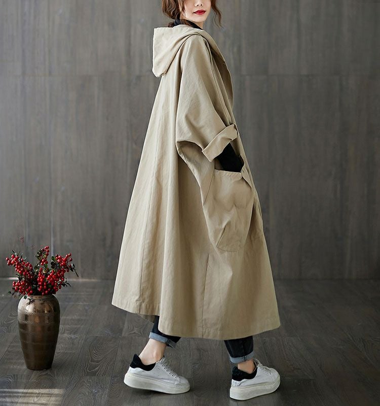 大きいサイズ レディース フード付きロングコート　goldy-754