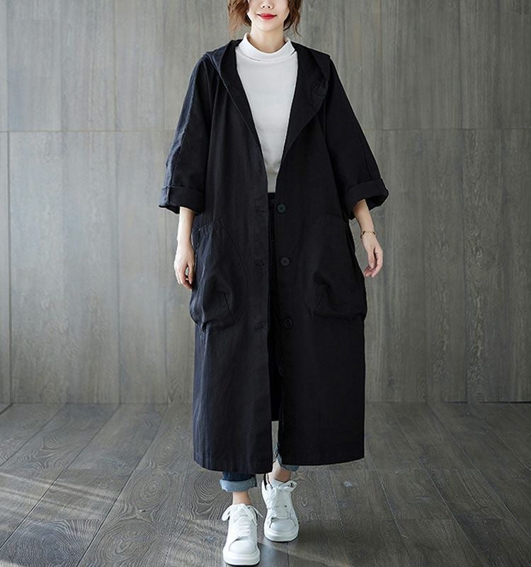 大きいサイズ レディース フード付きロングコート　goldy-754