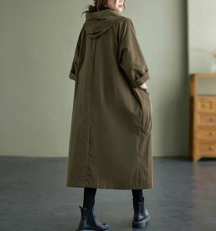 大きいサイズ レディース フード付きロングコート　goldy-754
