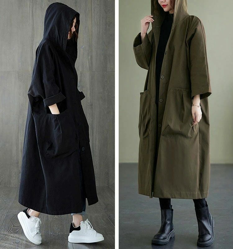 大きいサイズ レディース フード付きロングコート　goldy-754