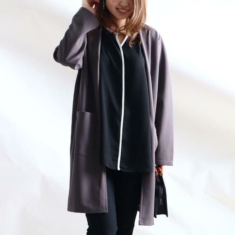 大きいサイズ レディース ロングカーディガン　gold849 グレー