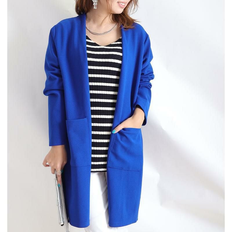 大きいサイズ レディース ロングカーディガン　gold849 ブルー