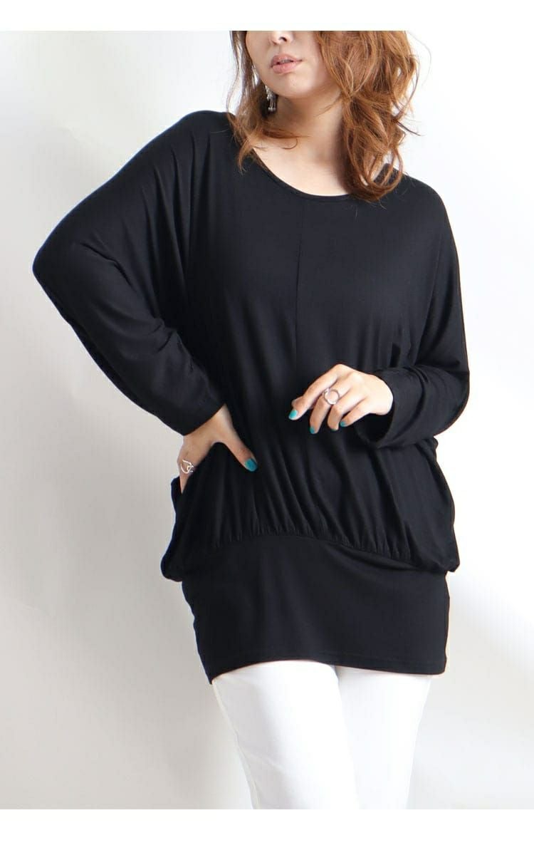 大きいサイズ レディース バックレースドルマン袖チュニック　gold857