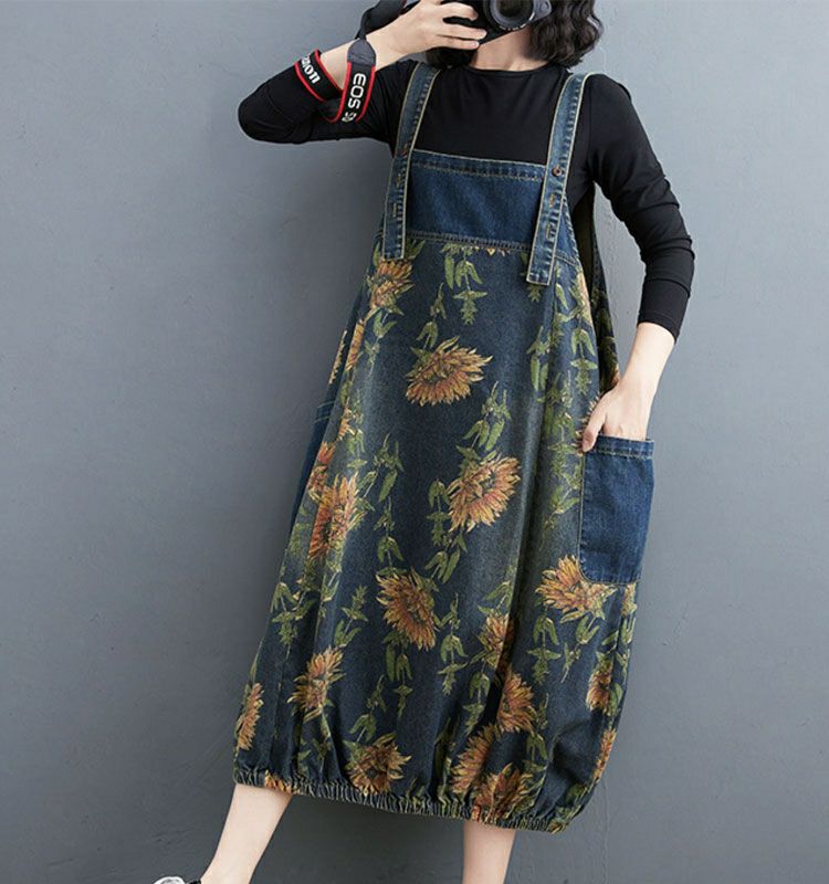 大きいサイズ レディース コクーンシルエットデニムワンピース　nhoe-210640