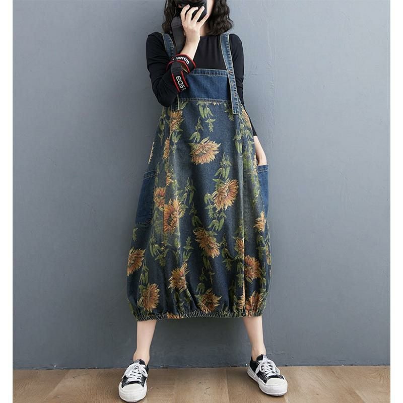 大きいサイズ レディース コクーンシルエットデニムワンピース　nhoe-210640 ブルー