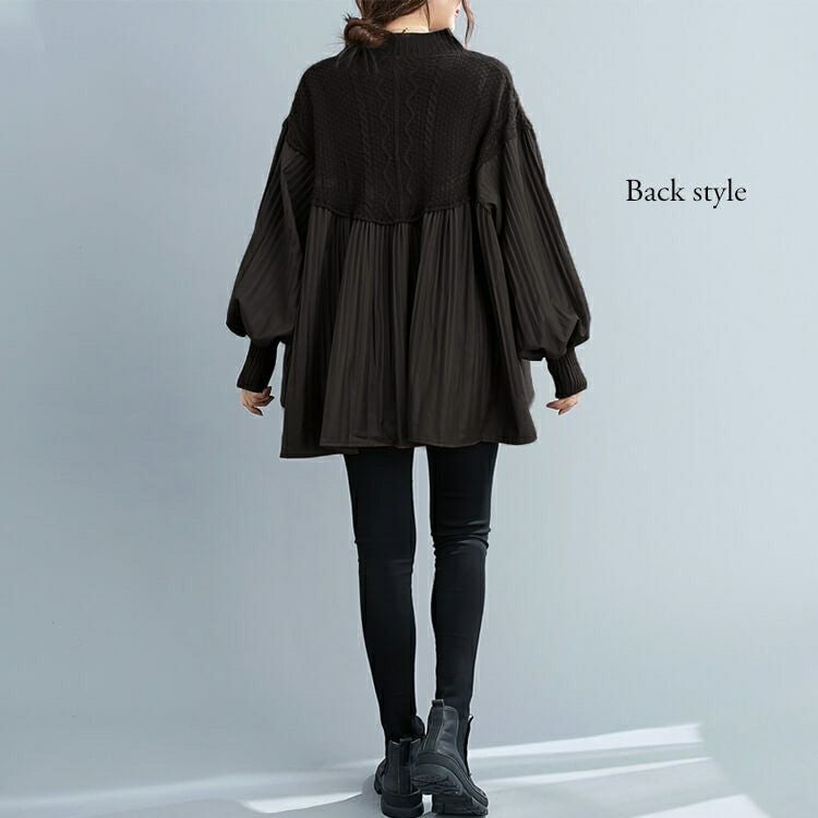 大きいサイズ レディース 異素材ミックスカットソー　goldy-752