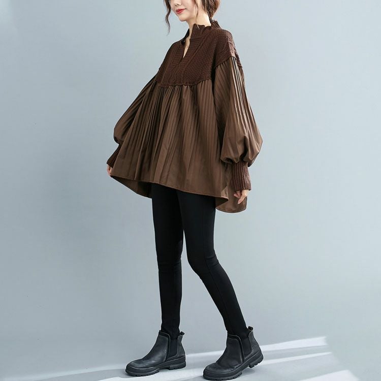 大きいサイズ レディース 異素材ミックスカットソー　goldy-752